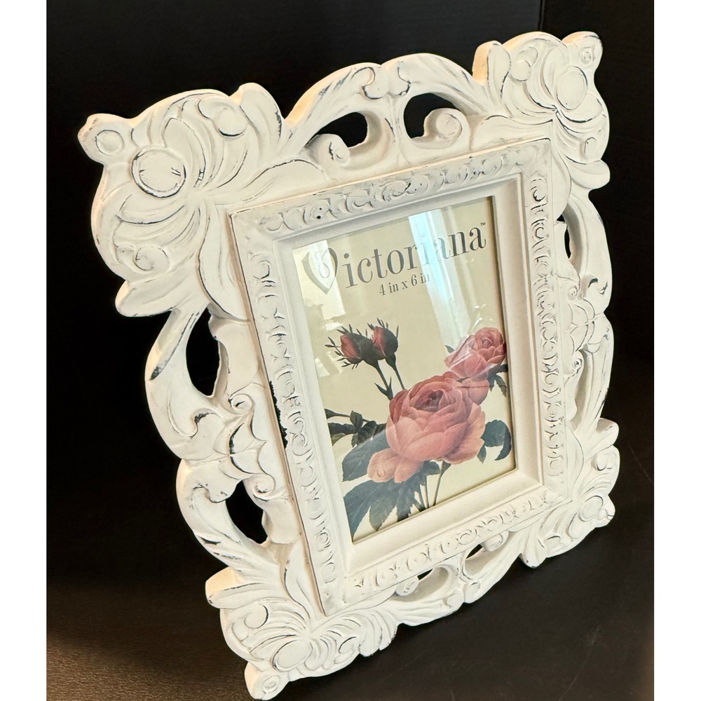 Victoriana 4x6 Picture Frame‎ White Ornate Scroll Shabby Chic Victorian NEW